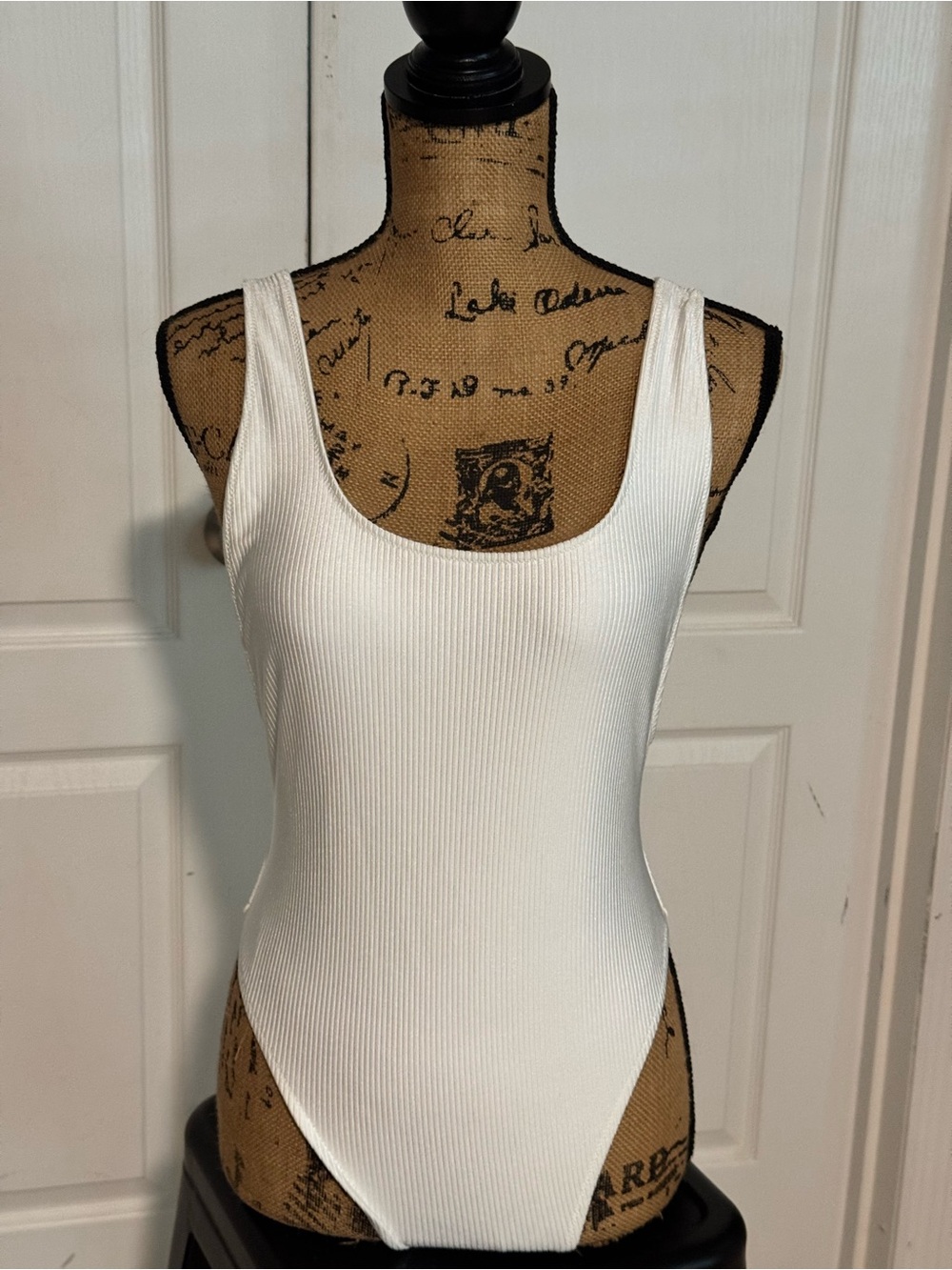 Aerie brand, stunning, White Ribbed Scoop One-Piece Swimsuit